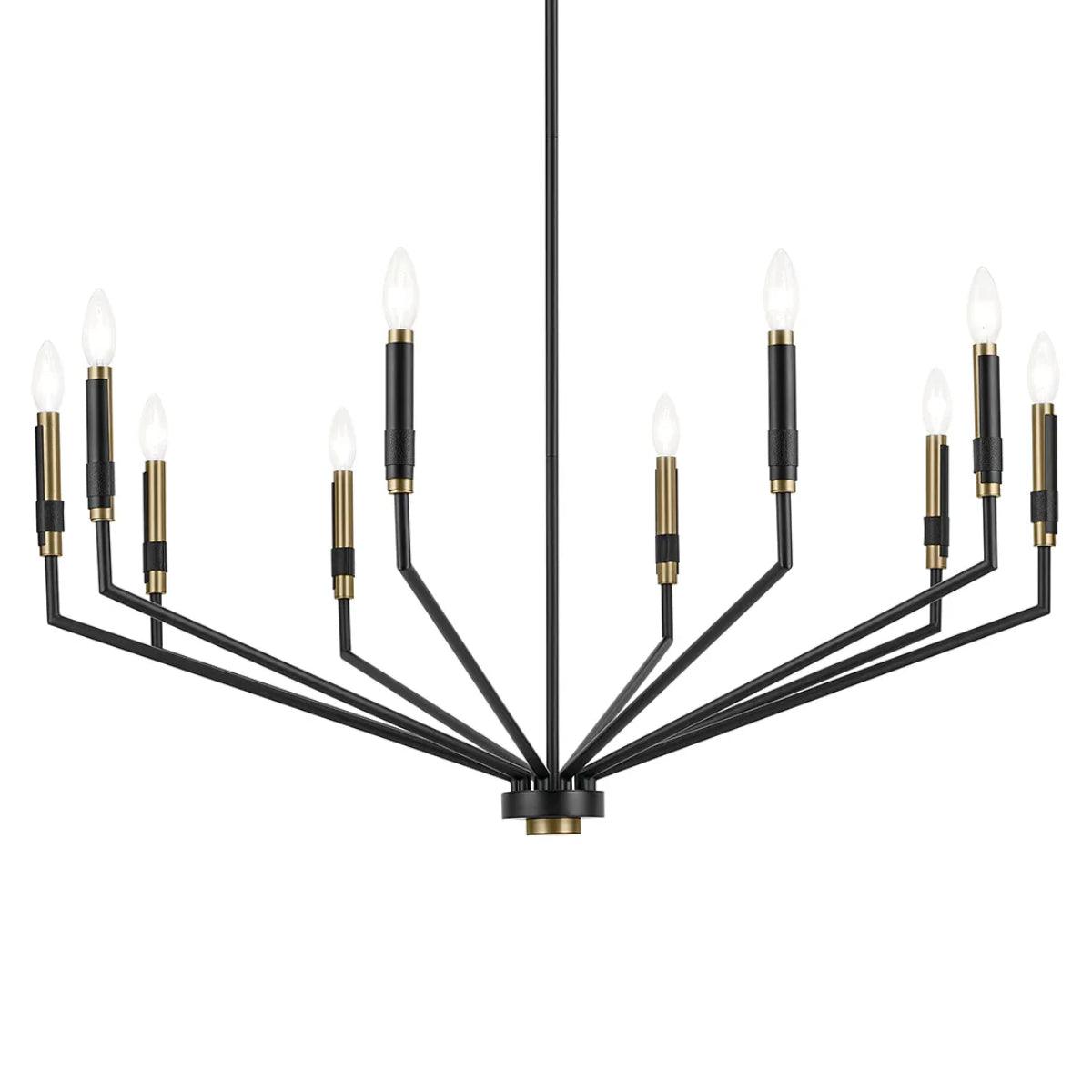 Armand 38" Armand 10-Light Chandelier 1-Tier, Black and bronze Finish - Bees Lighting