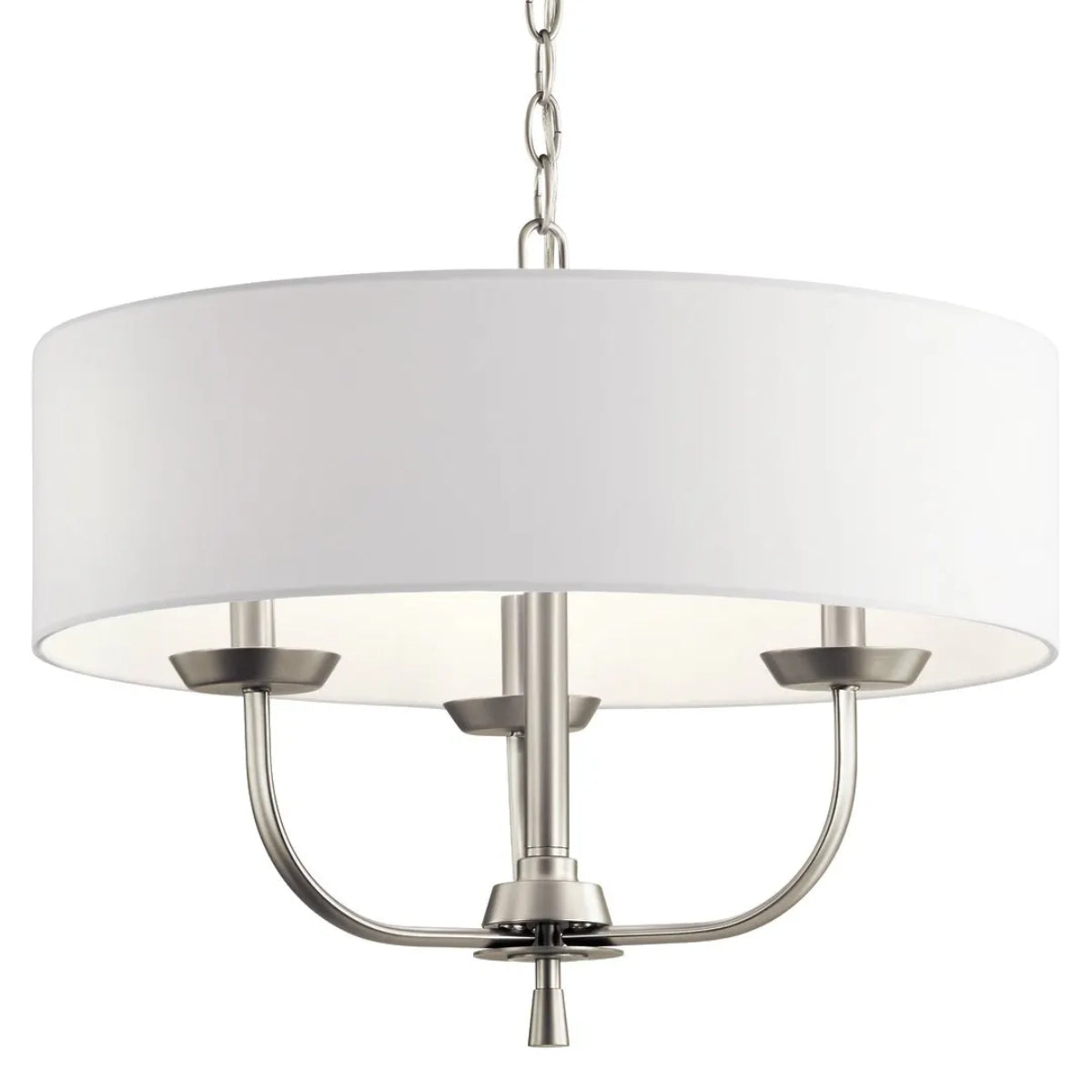 Kennewick 20" 3-Light Chandelier with Fabric Drum Shade, Brushed Nickel Finish