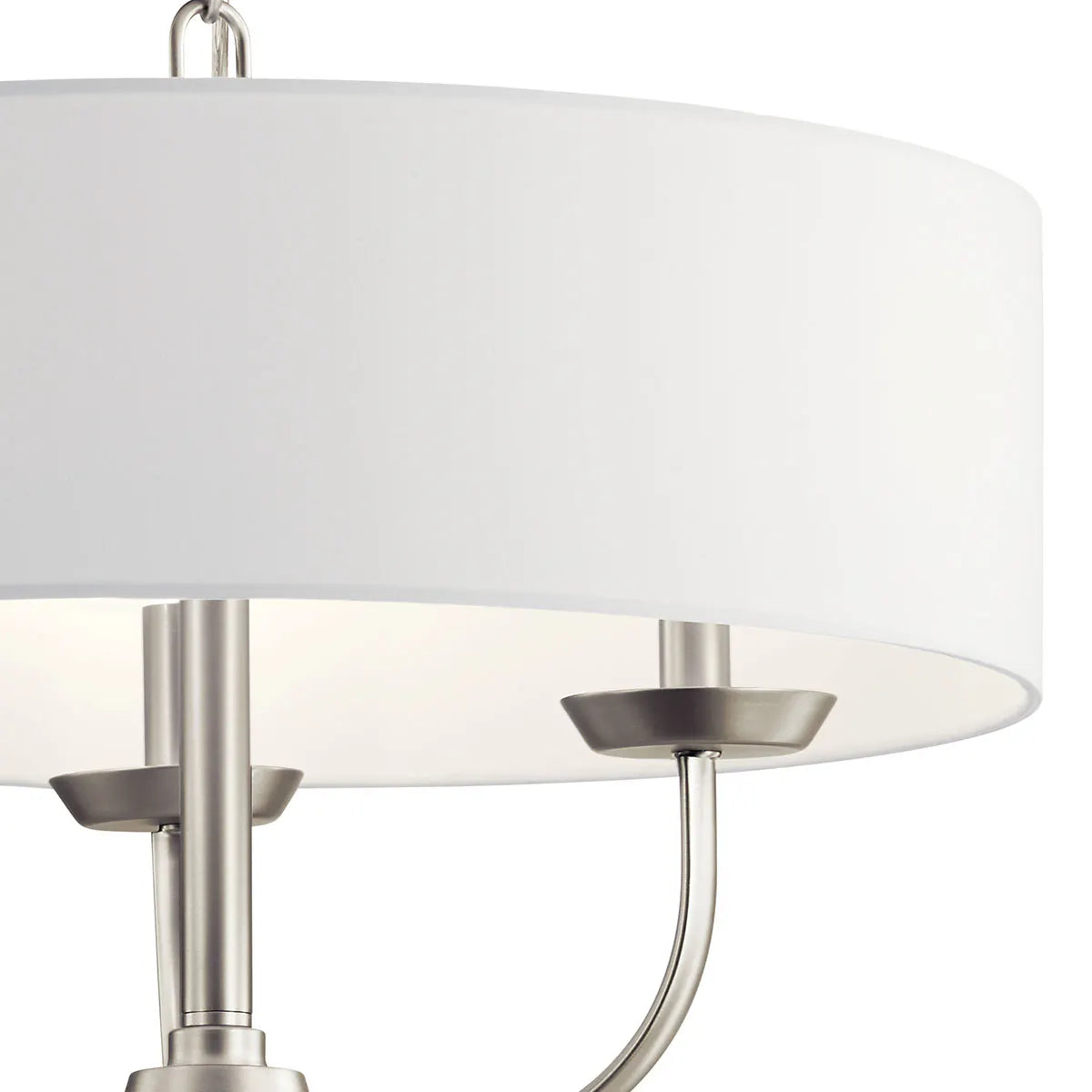 Kennewick 20" 3-Light Chandelier with Fabric Drum Shade, Brushed Nickel Finish