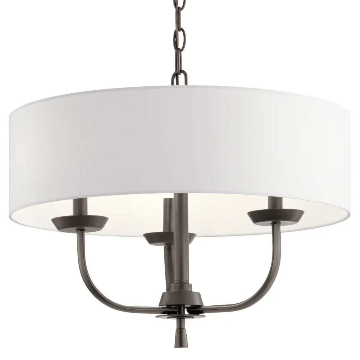 Kennewick 20" 3-Light Chandelier with Fabric Drum Shade, Olde Bronze Finish