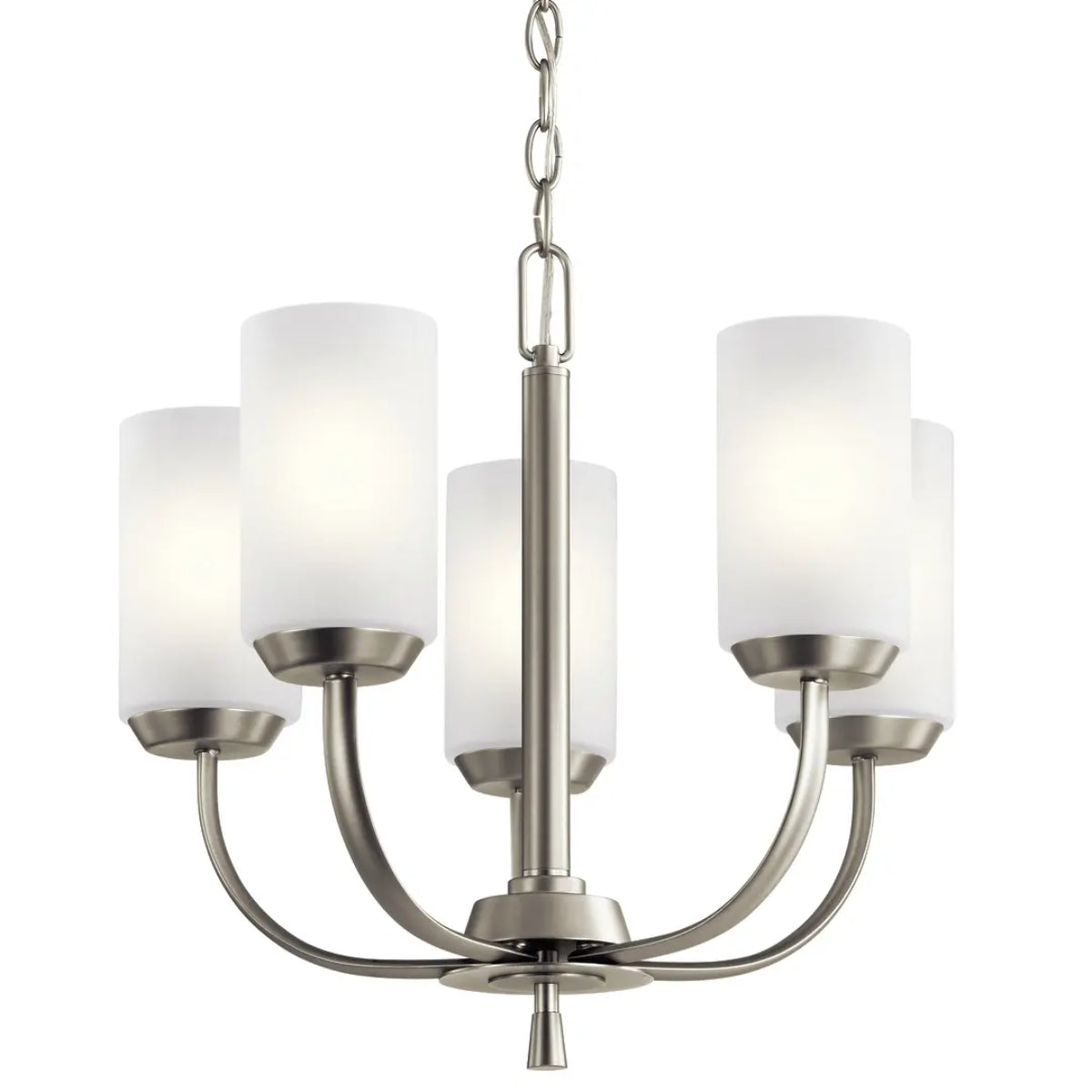 Kennewick 19" 5-Light Chandelier with Clear Satin Etched Glass, Brushed Nickel Finish