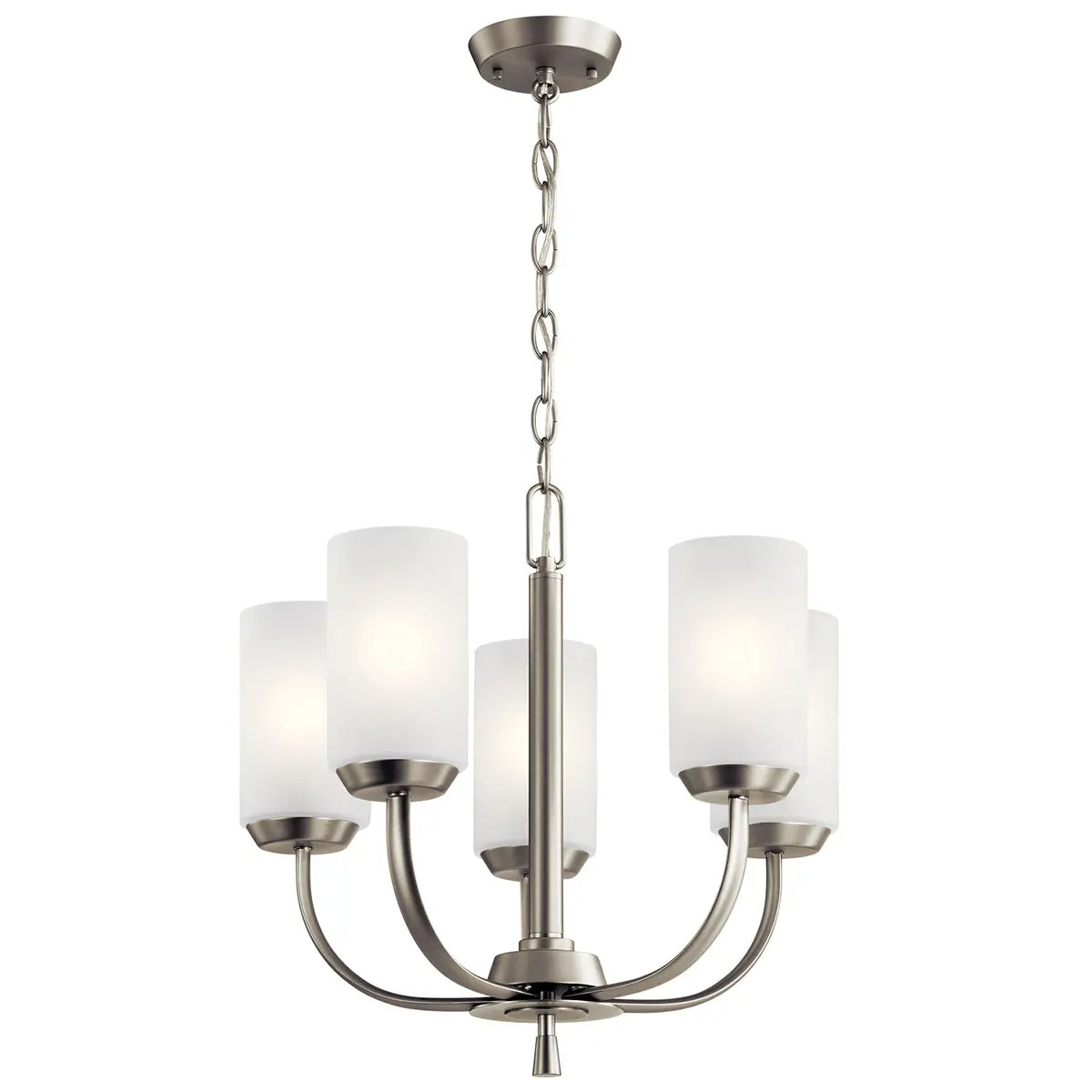 Kennewick 19" 5-Light Chandelier with Clear Satin Etched Glass, Brushed Nickel Finish