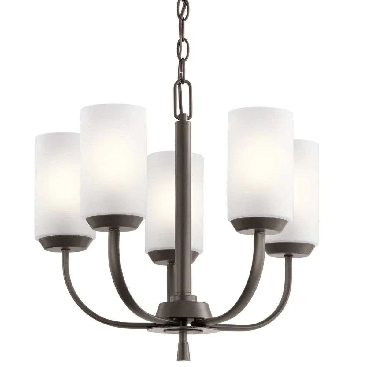 Kennewick 19" 5-Light Chandelier with Clear Satin Etched Glass, Olde Bronze Finish