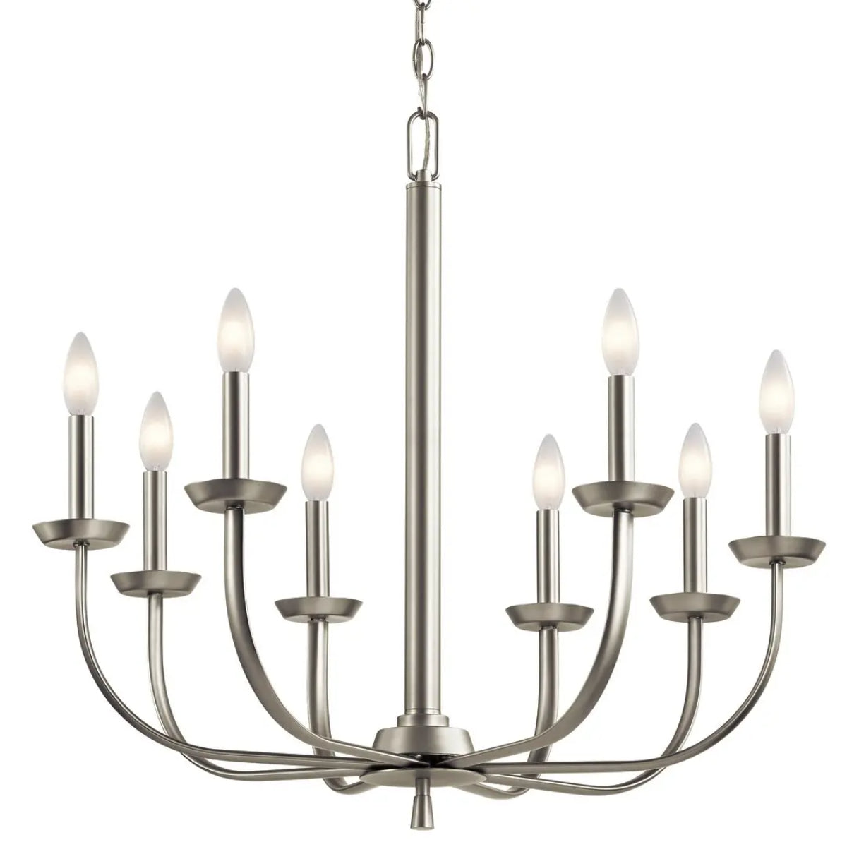 Kennewick 28" 8-Light Chandelier, Brushed Nickel Finish