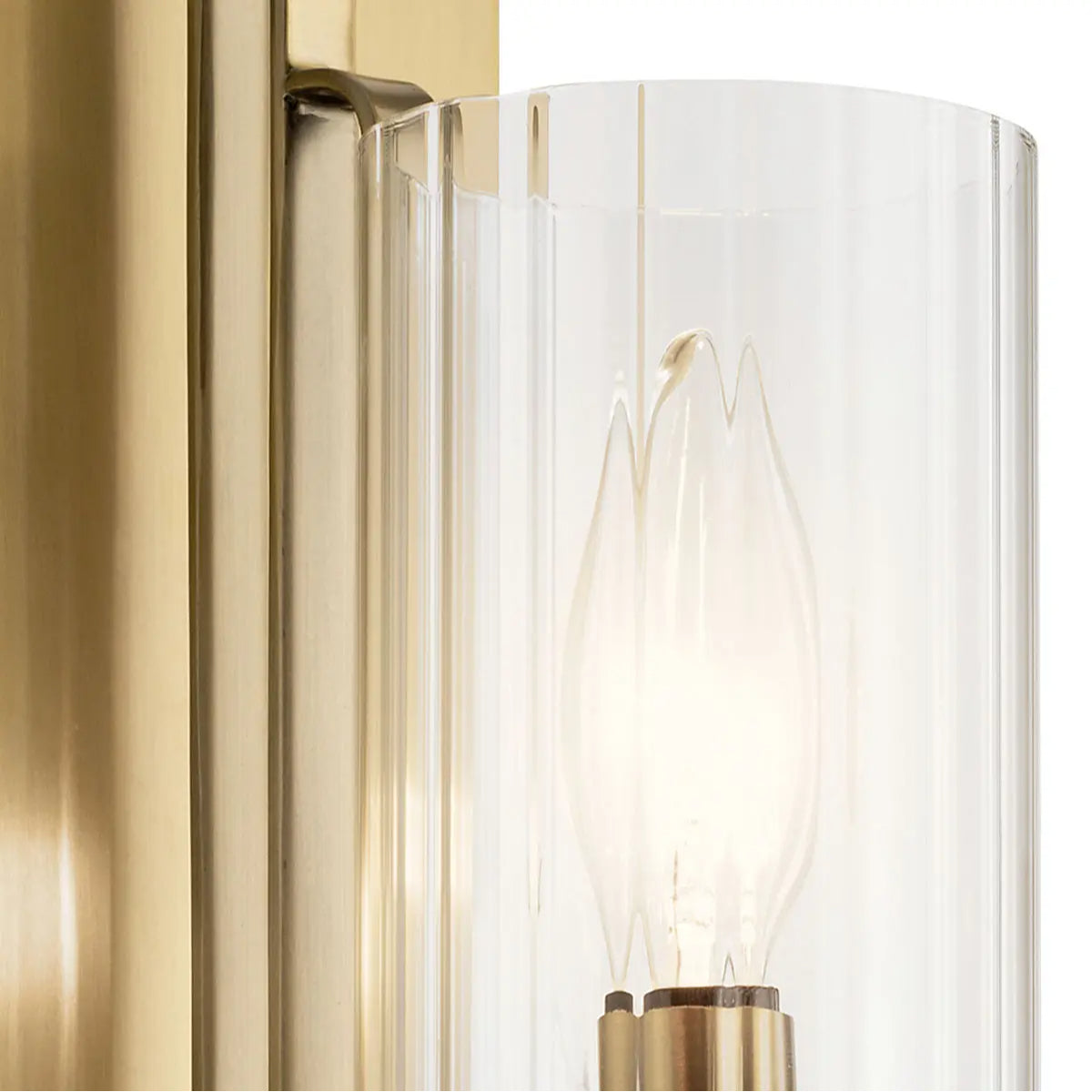 Kimrose 24" 1-Light Mini Pendant Light with Clear Fluted Glass, Brushed Natural Brass Finish - Bees Lighting