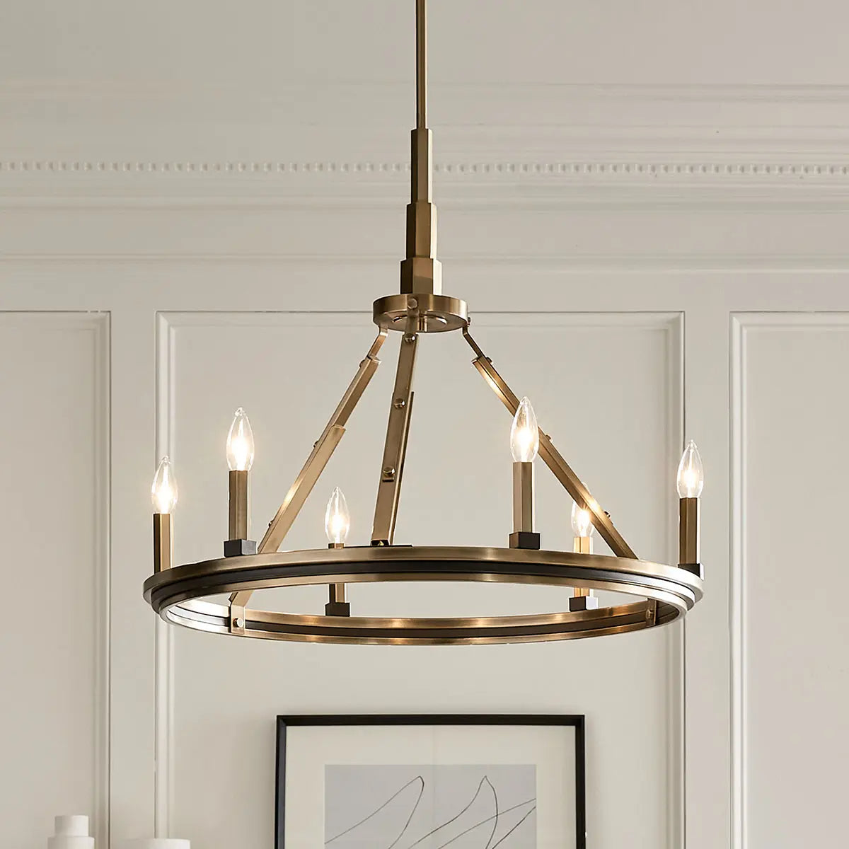 Emmala 27 in. 6 Lights Chandelier Brass Finish - Bees Lighting