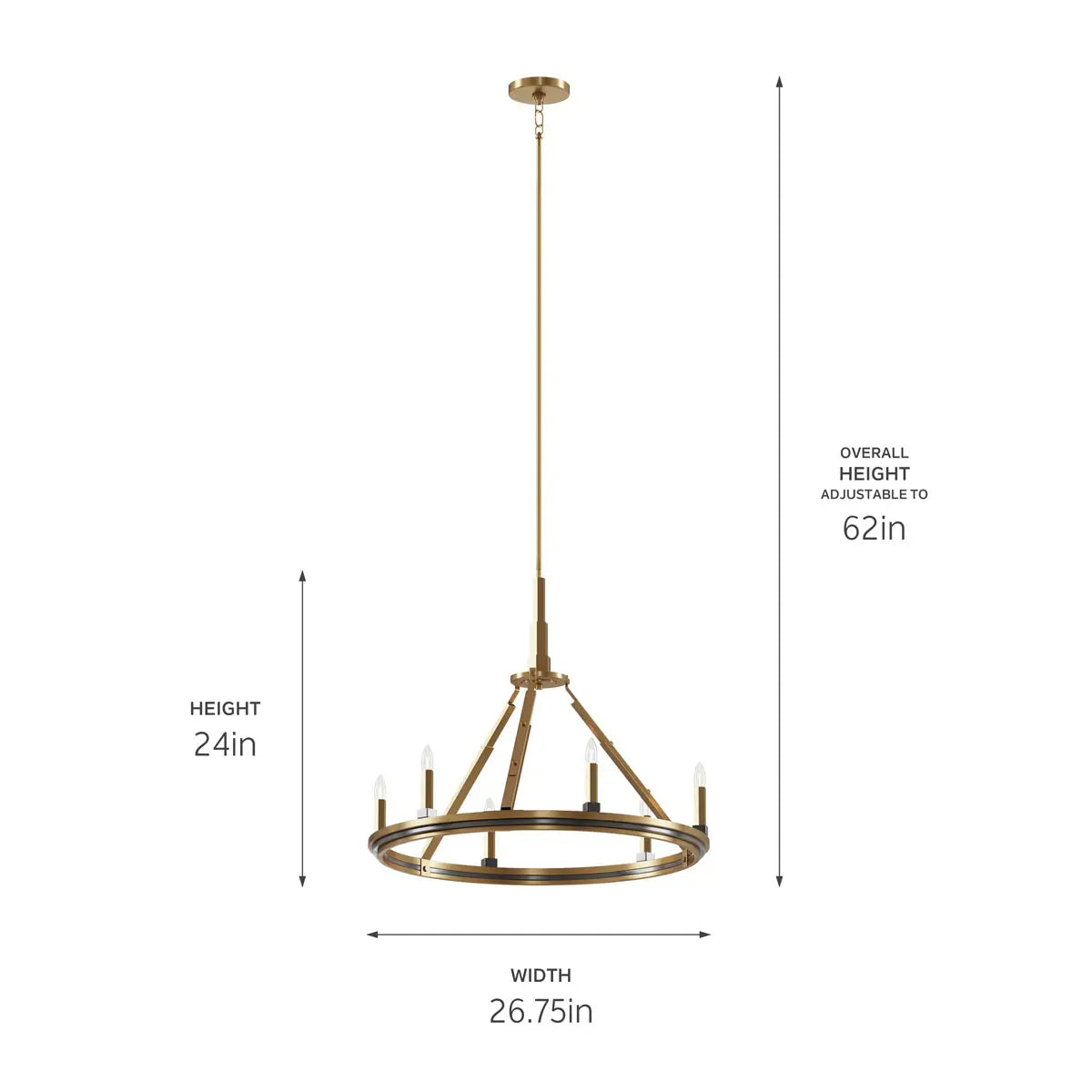 Emmala 27 in. 6 Lights Chandelier Brass Finish - Bees Lighting