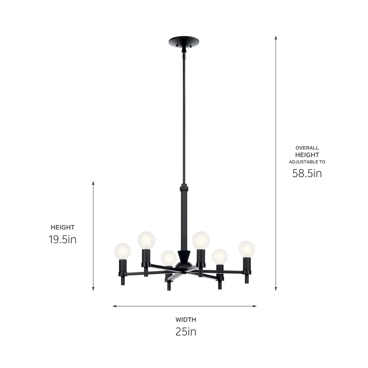 Torvee 25" 6-Light Chandelier, Black Finish - Bees Lighting