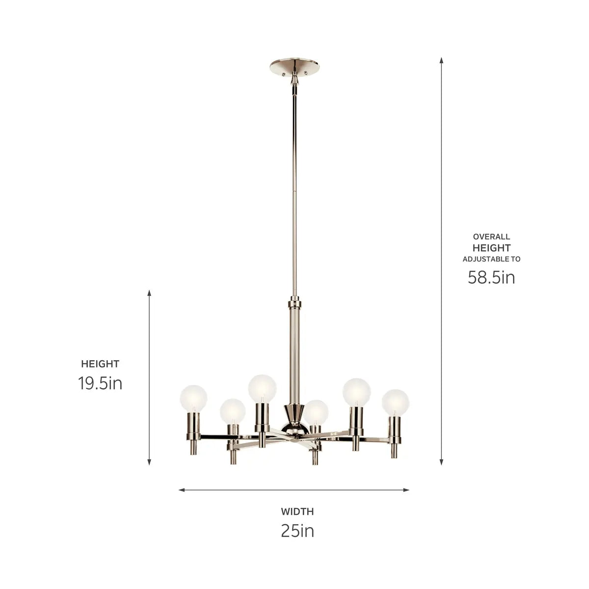 Torvee 25" 6-Light Chandelier, Polished Nickel Finish - Bees Lighting