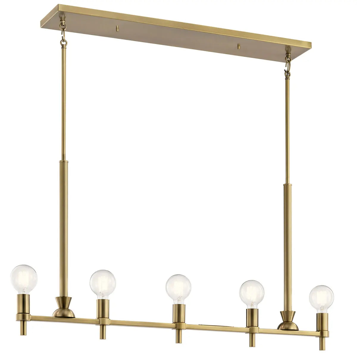 Torvee 41" 5-Light Linear Chandelier, Brushed Natural Brass Finish - Bees Lighting