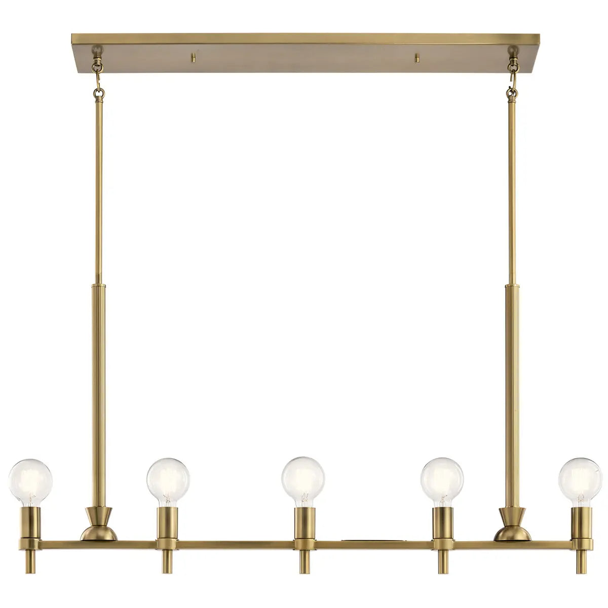 Torvee 41" 5-Light Linear Chandelier, Brushed Natural Brass Finish - Bees Lighting