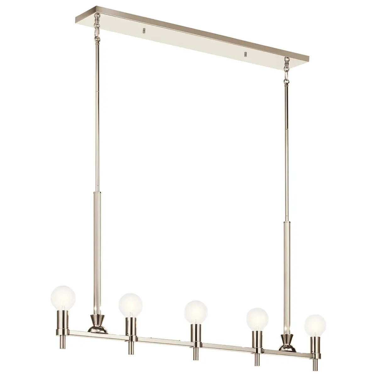 Torvee 41" 5-Light Linear Chandelier, Polished Nickel Finish - Bees Lighting