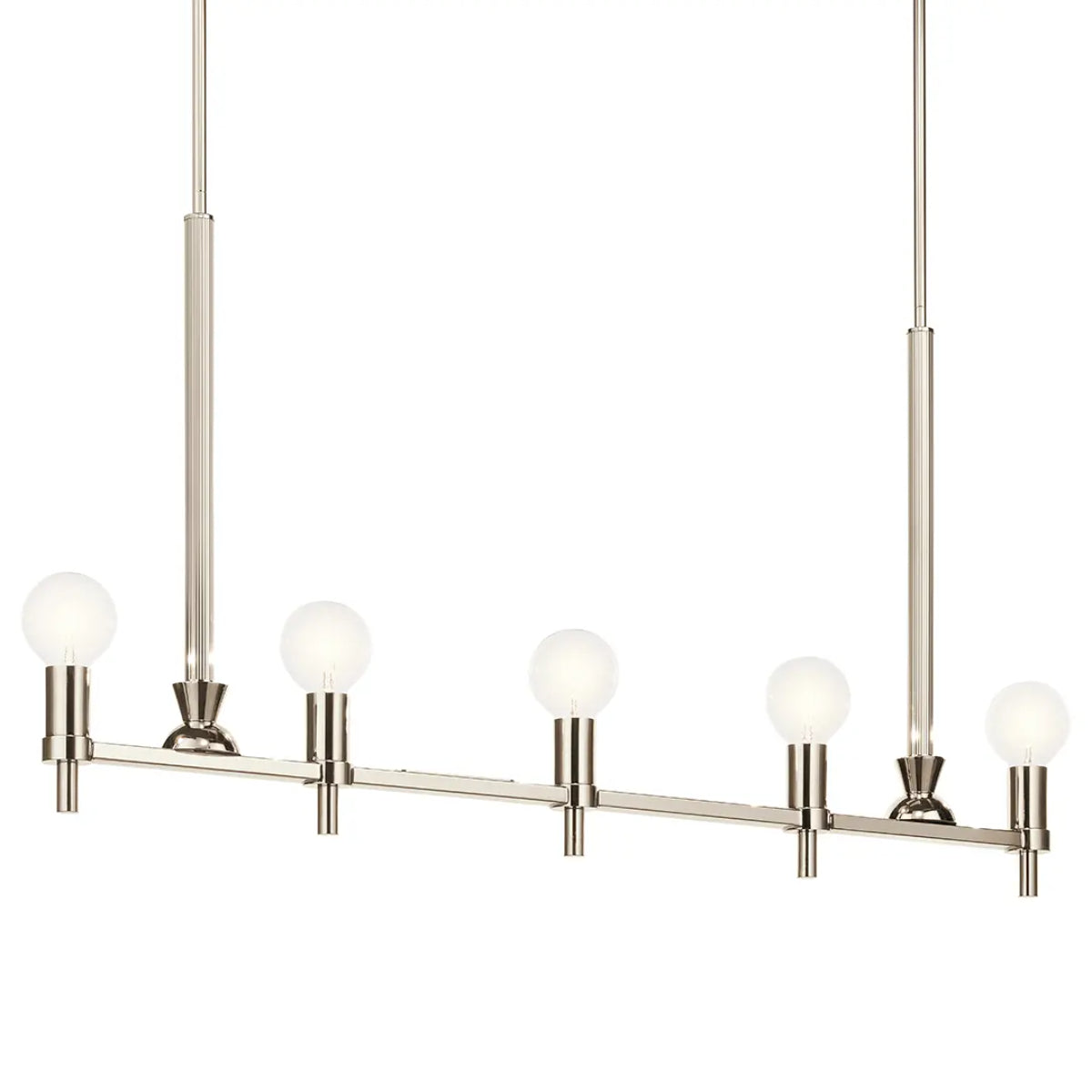 Torvee 41" 5-Light Linear Chandelier, Polished Nickel Finish - Bees Lighting