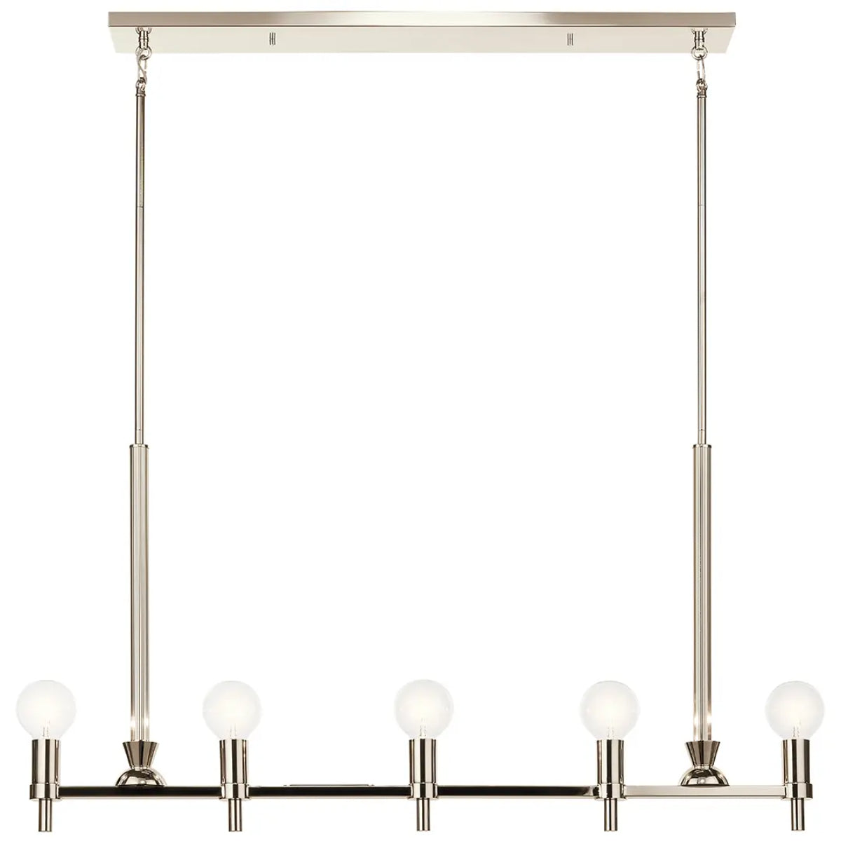 Torvee 41" 5-Light Linear Chandelier, Polished Nickel Finish - Bees Lighting