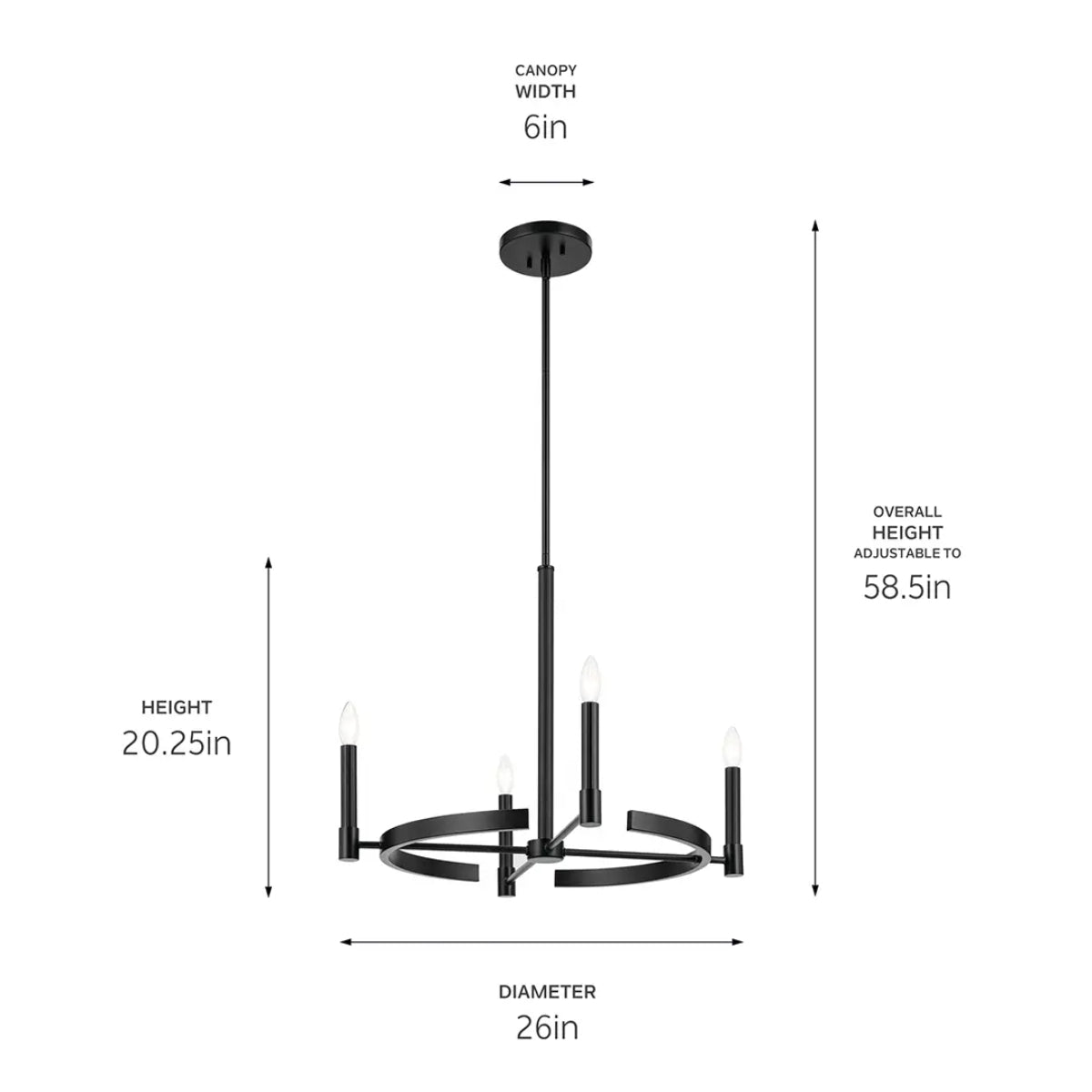 Tolani 26" 4-Light Chandelier, Black Finish - Bees Lighting