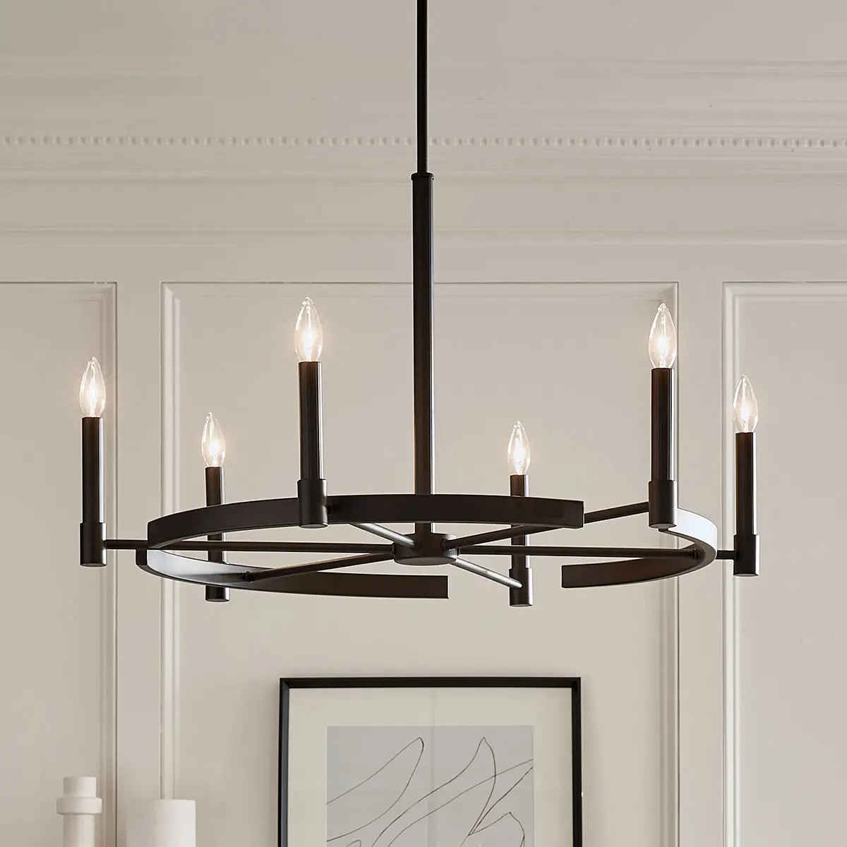 Tolani 34" 6-Light Chandelier, Black Finish - Bees Lighting