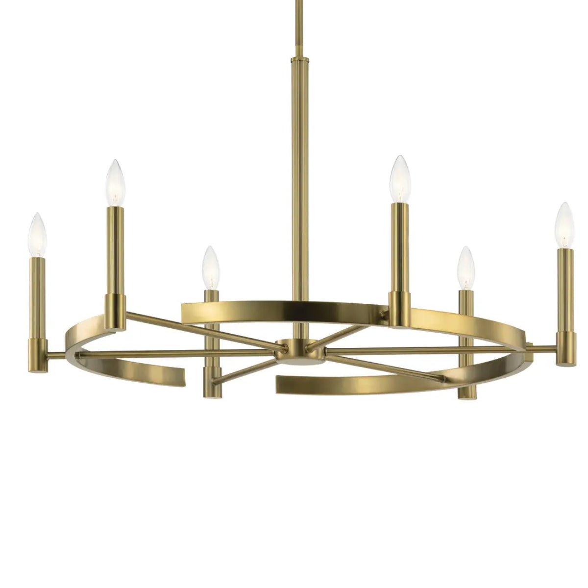 Tolani 34" 6-Light Chandelier, Brushed Natural Brass Finish - Bees Lighting