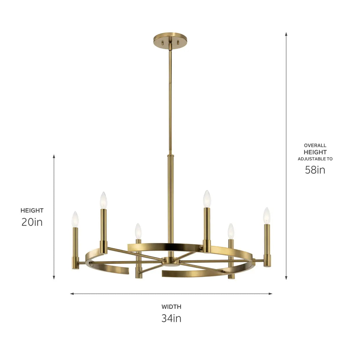 Tolani 34" 6-Light Chandelier, Brushed Natural Brass Finish - Bees Lighting