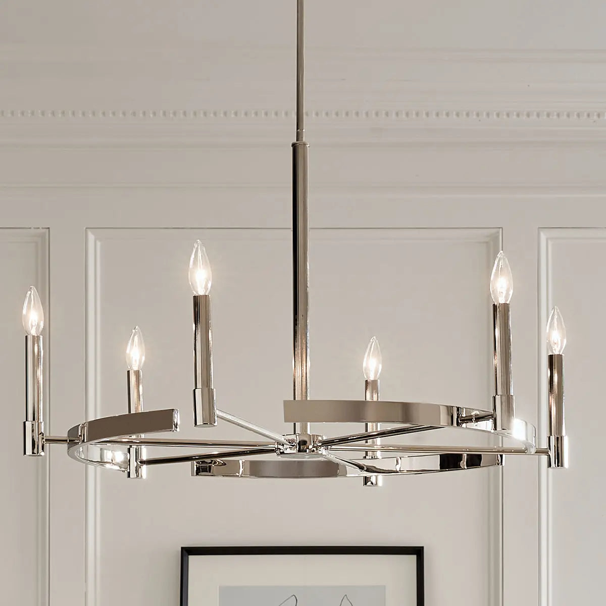 Tolani 34" 6-Light Chandelier, Polished Nickel Finish - Bees Lighting