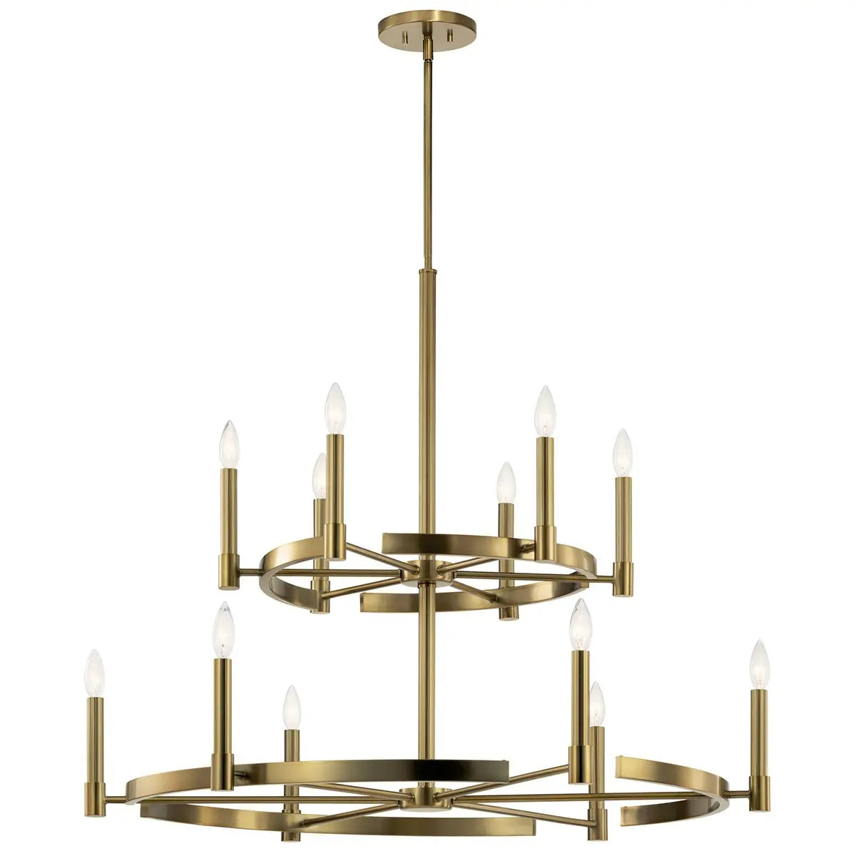 Tolani 40" 12-Light Multi-Tier Chandelier, Brushed Natural Brass Finish - Bees Lighting