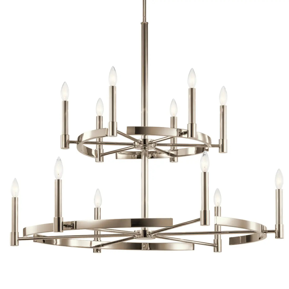 Tolani 40" 12-Light Multi-Tier Chandelier, Polished Nickel Finish - Bees Lighting