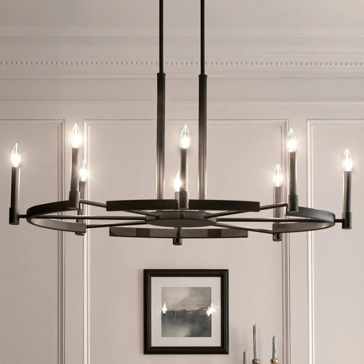 Tolani 43" 8-Light Chandelier, Black Finish - Bees Lighting