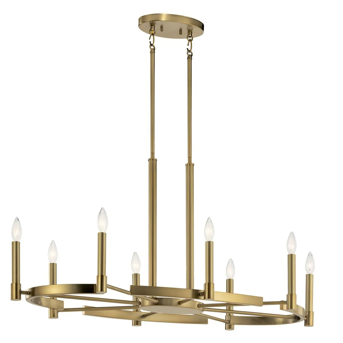 Tolani 43" 8-Light Chandelier, Brushed Natural Brass Finish - Bees Lighting