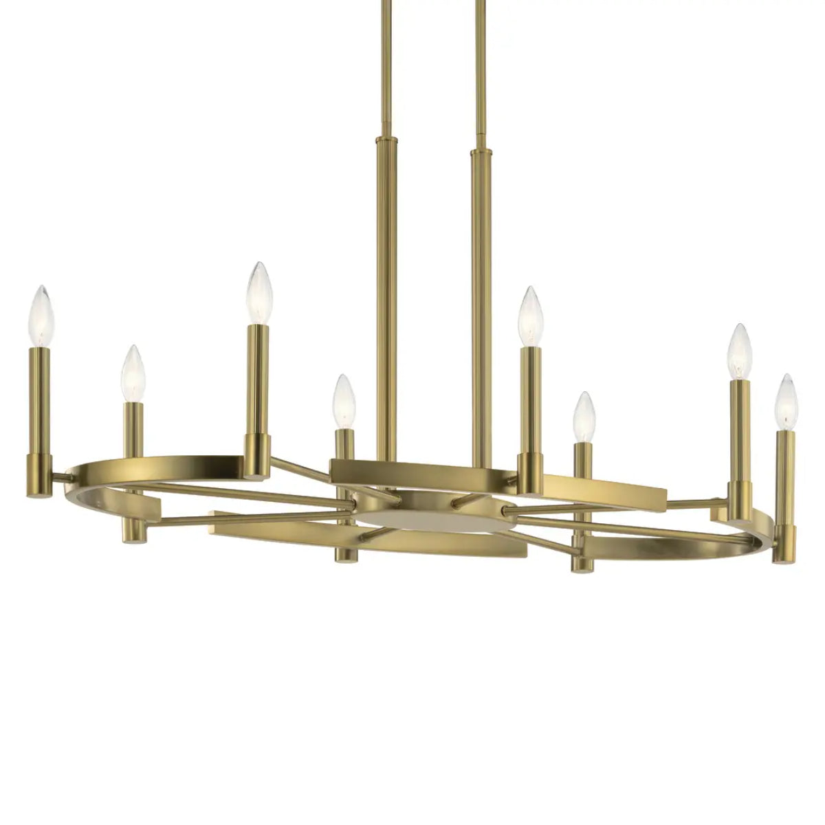 Tolani 43" 8-Light Chandelier, Brushed Natural Brass Finish - Bees Lighting