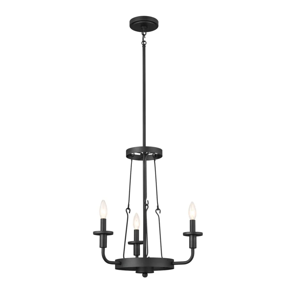 Vetivene 21" 3-Light Chandelier, Textured Black Finish - Bees Lighting