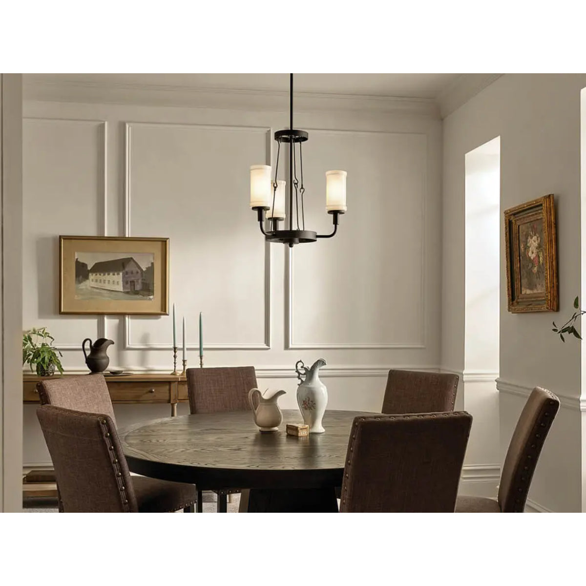 Vetivene 21" 3-Light Chandelier, Textured Black Finish - Bees Lighting