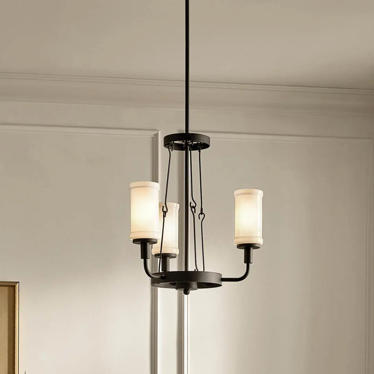 Vetivene 21" 3-Light Chandelier, Textured Black Finish - Bees Lighting