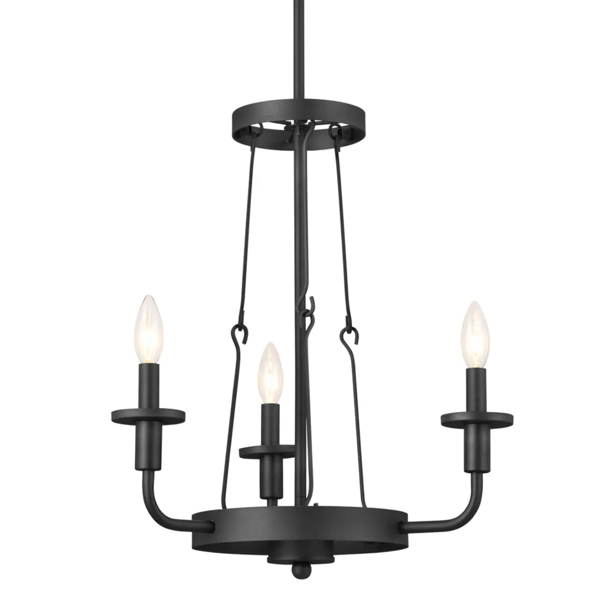 Vetivene 21" 3-Light Chandelier, Textured Black Finish - Bees Lighting