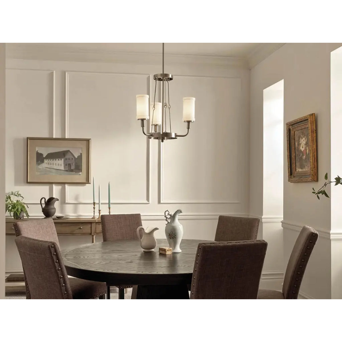 Vetivene 21" 3-Light Chandelier, Classic Pewter Finish - Bees Lighting