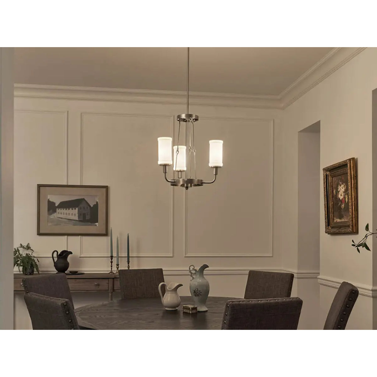 Vetivene 21" 3-Light Chandelier, Classic Pewter Finish - Bees Lighting