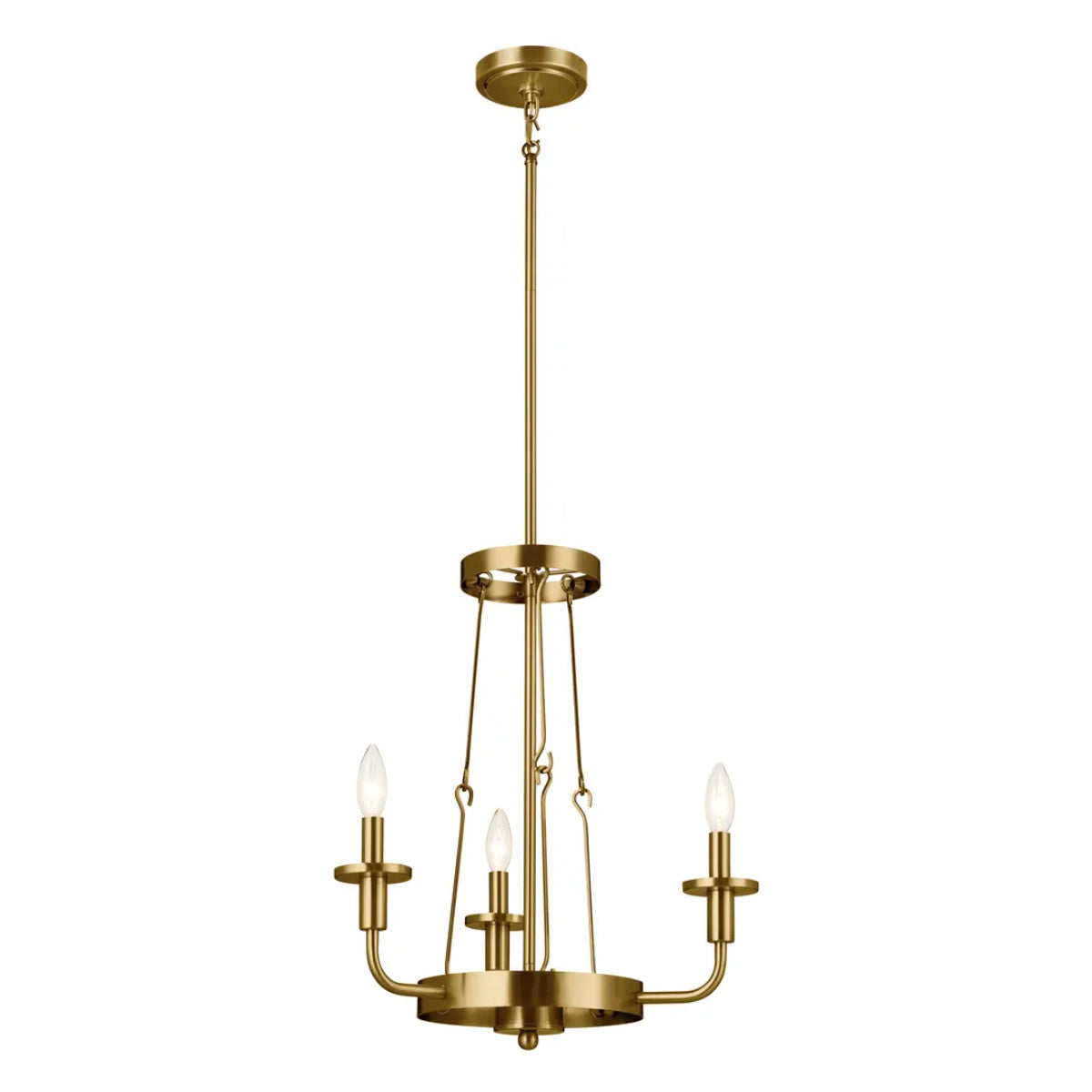 Vetivene 21" 3-Light Chandelier, Natural Brass Finish - Bees Lighting