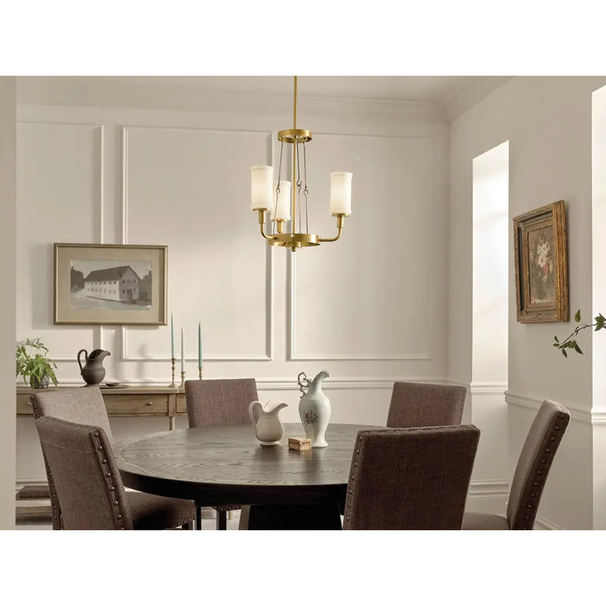 Vetivene 21" 3-Light Chandelier, Natural Brass Finish - Bees Lighting