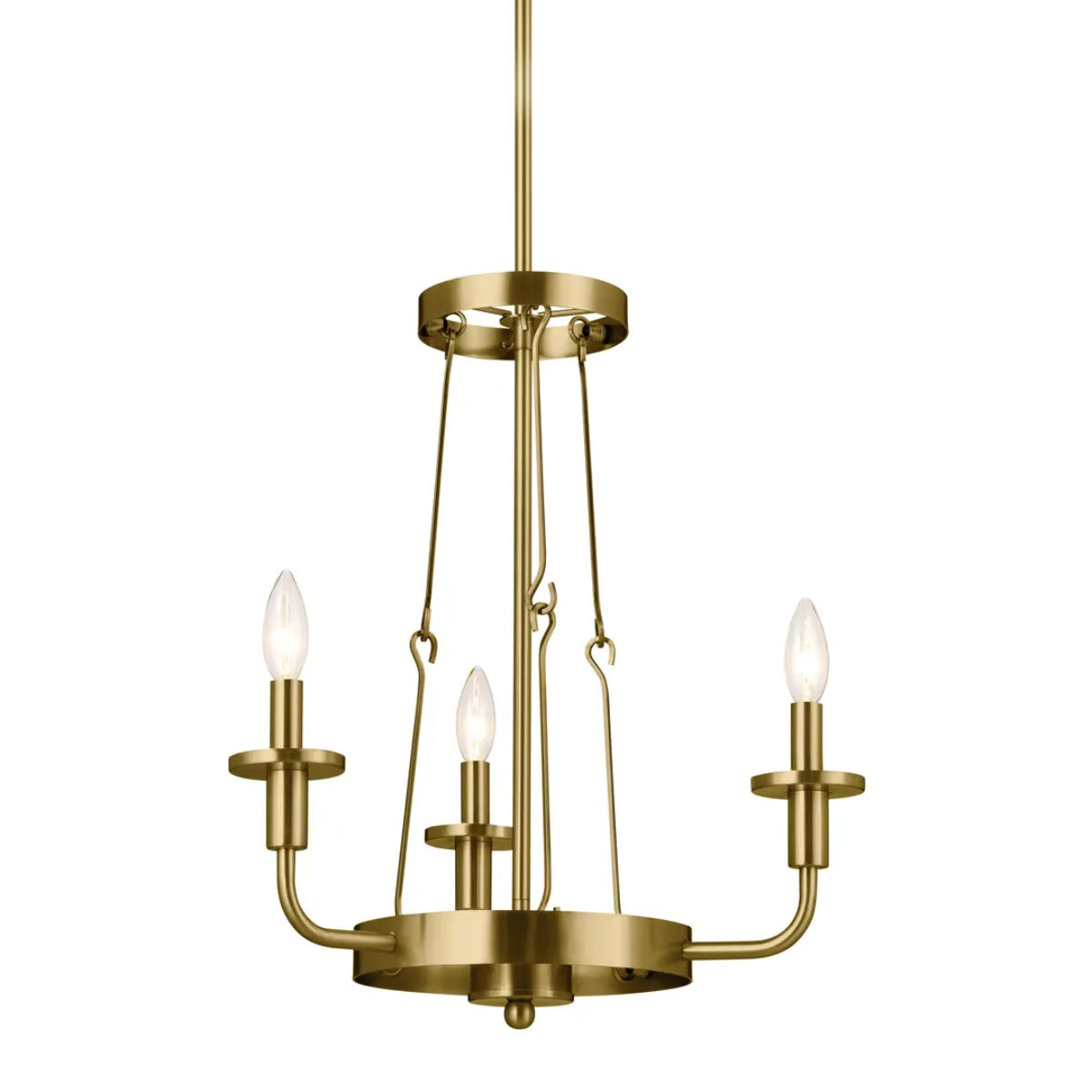 Vetivene 21" 3-Light Chandelier, Natural Brass Finish - Bees Lighting