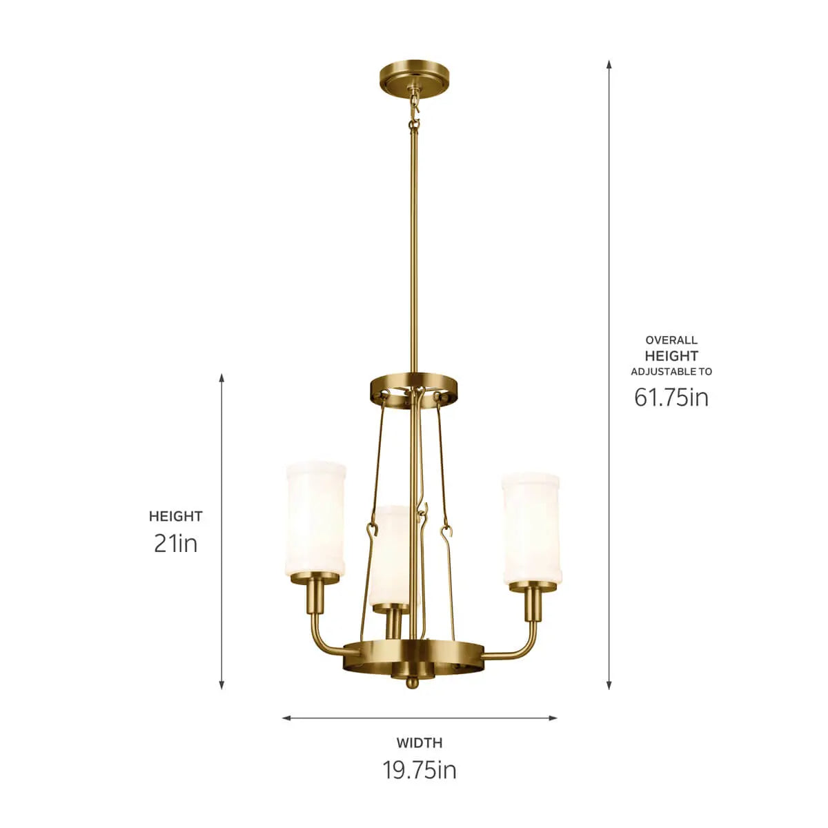 Vetivene 21" 3-Light Chandelier, Natural Brass Finish - Bees Lighting