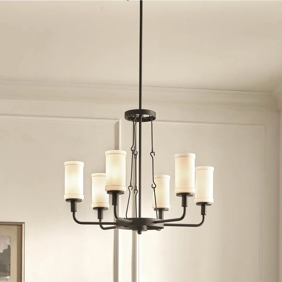 Vetivene 29" 6-Light Chandelier, Textured Black Finish - Bees Lighting