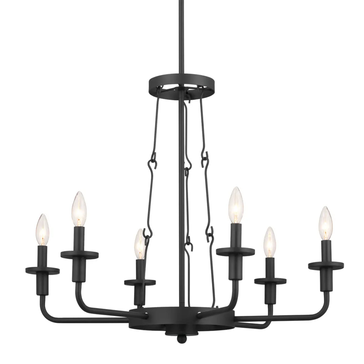 Vetivene 29" 6-Light Chandelier, Textured Black Finish - Bees Lighting