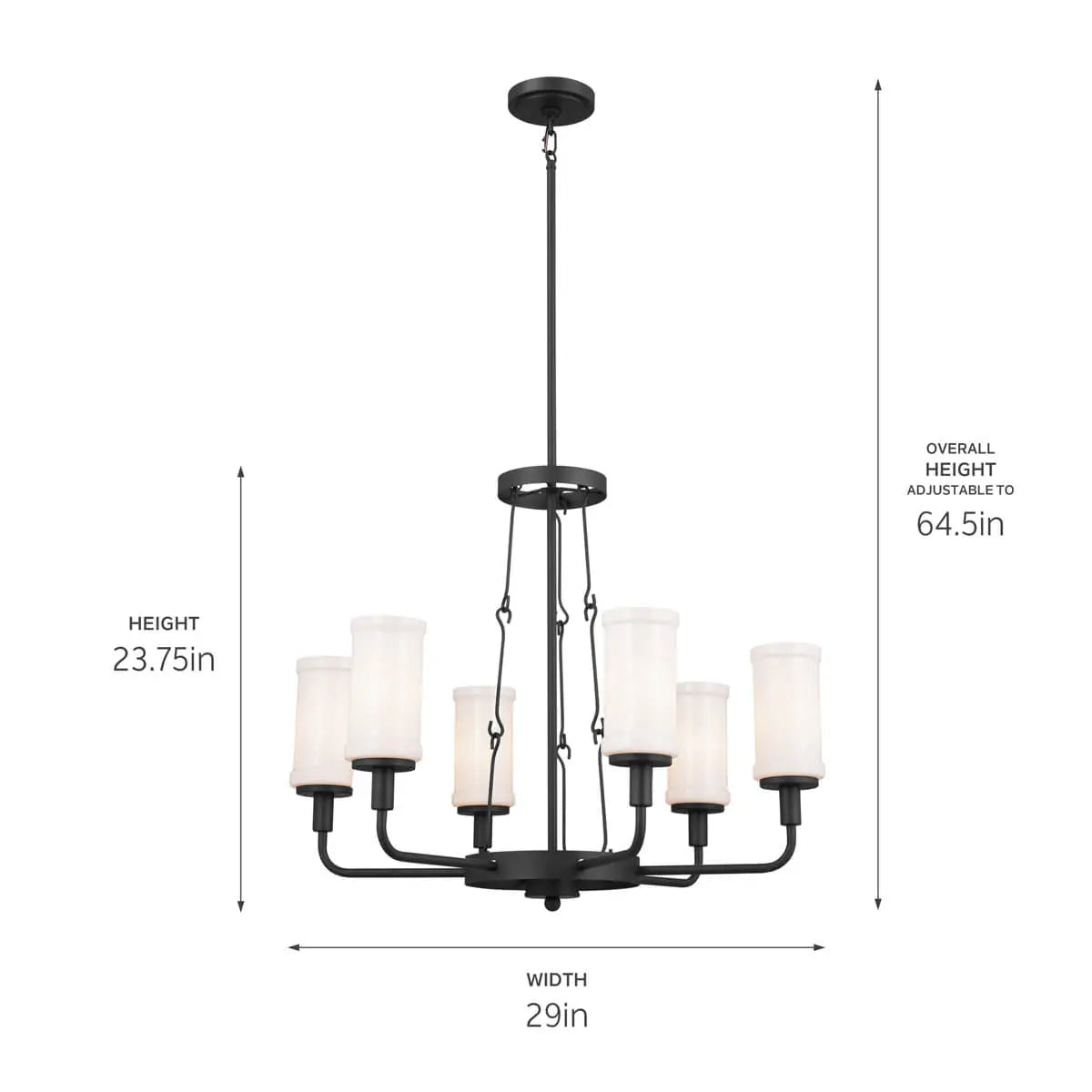 Vetivene 29" 6-Light Chandelier, Textured Black Finish - Bees Lighting