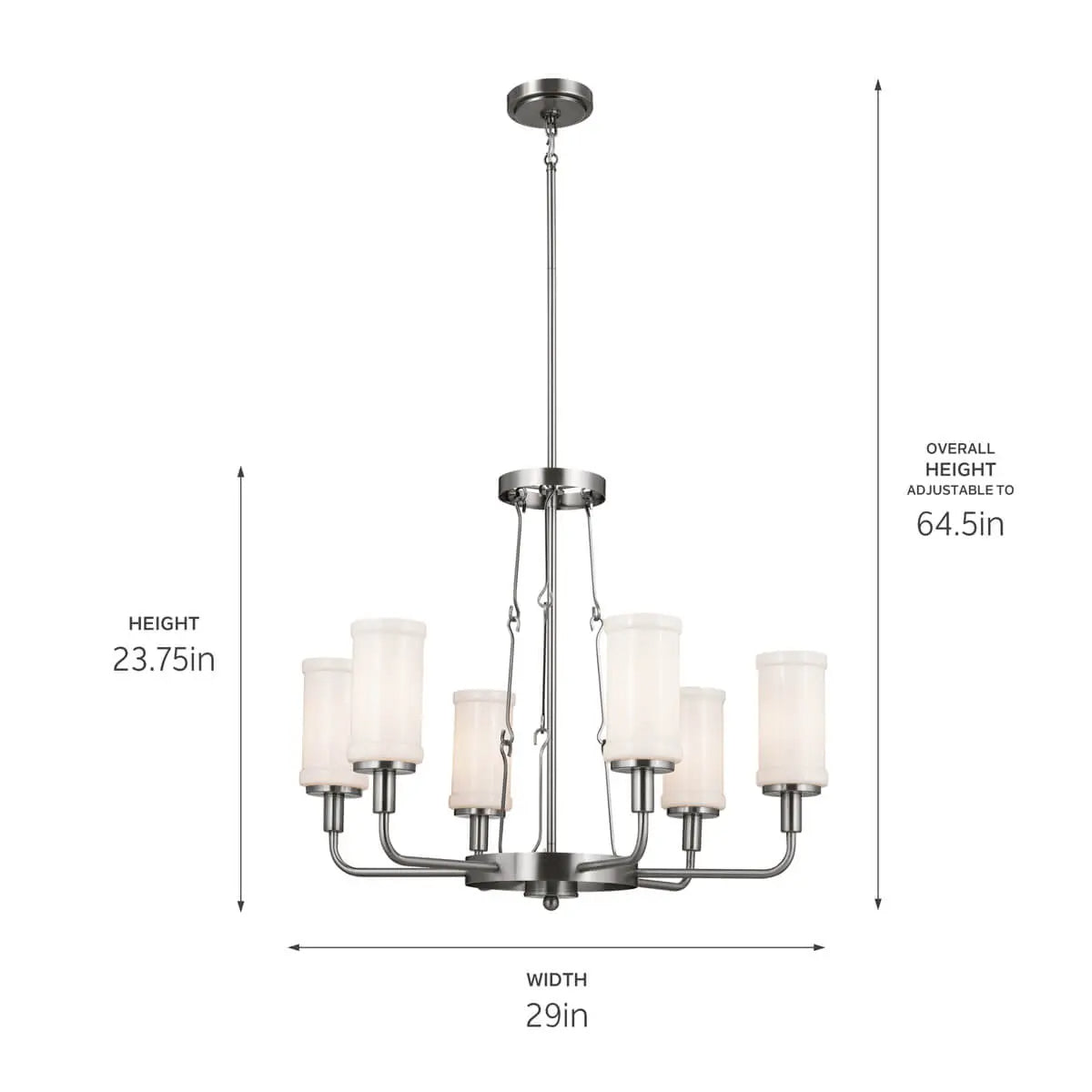 Vetivene 29" 6-Light Chandelier, Classic Pewter Finish - Bees Lighting