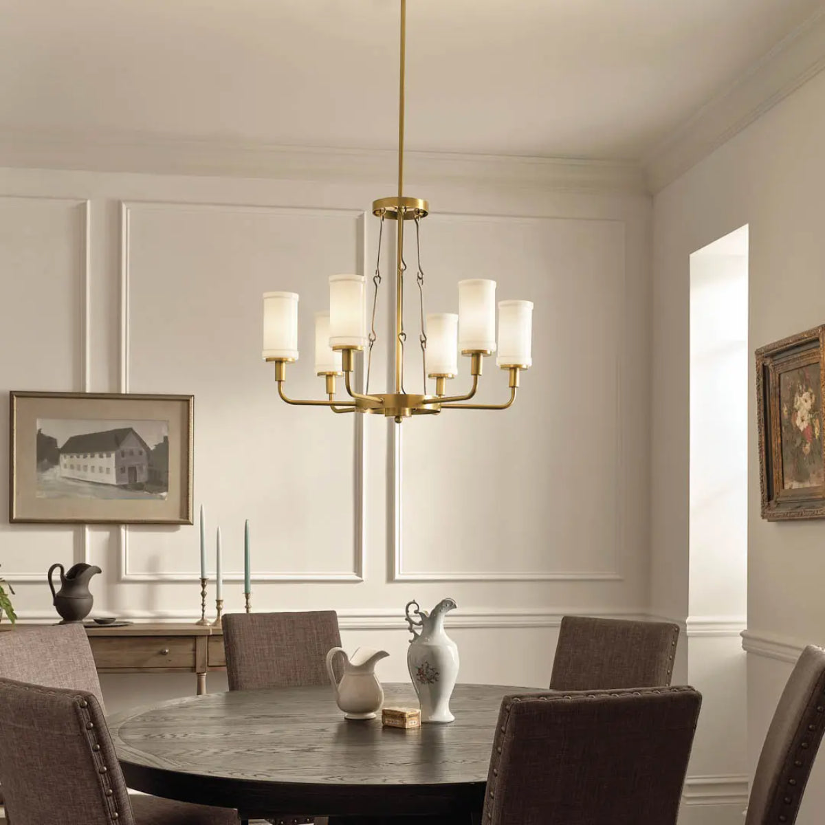 Vetivene 29" 6-Light Chandelier, Natural Brass Finish - Bees Lighting