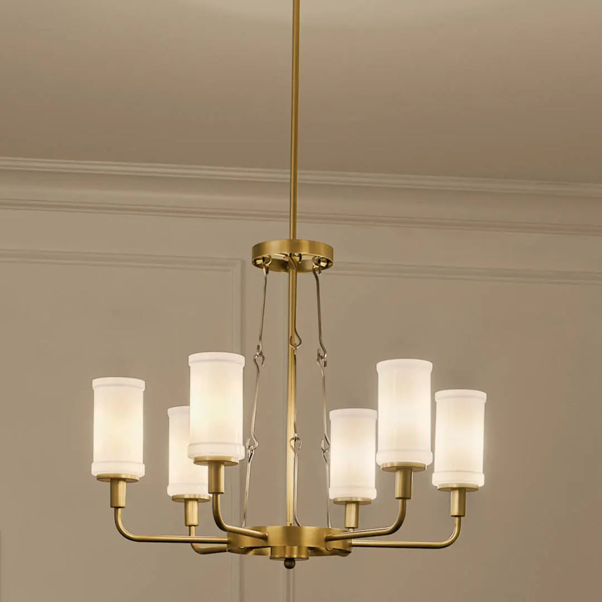 Vetivene 29" 6-Light Chandelier, Natural Brass Finish - Bees Lighting