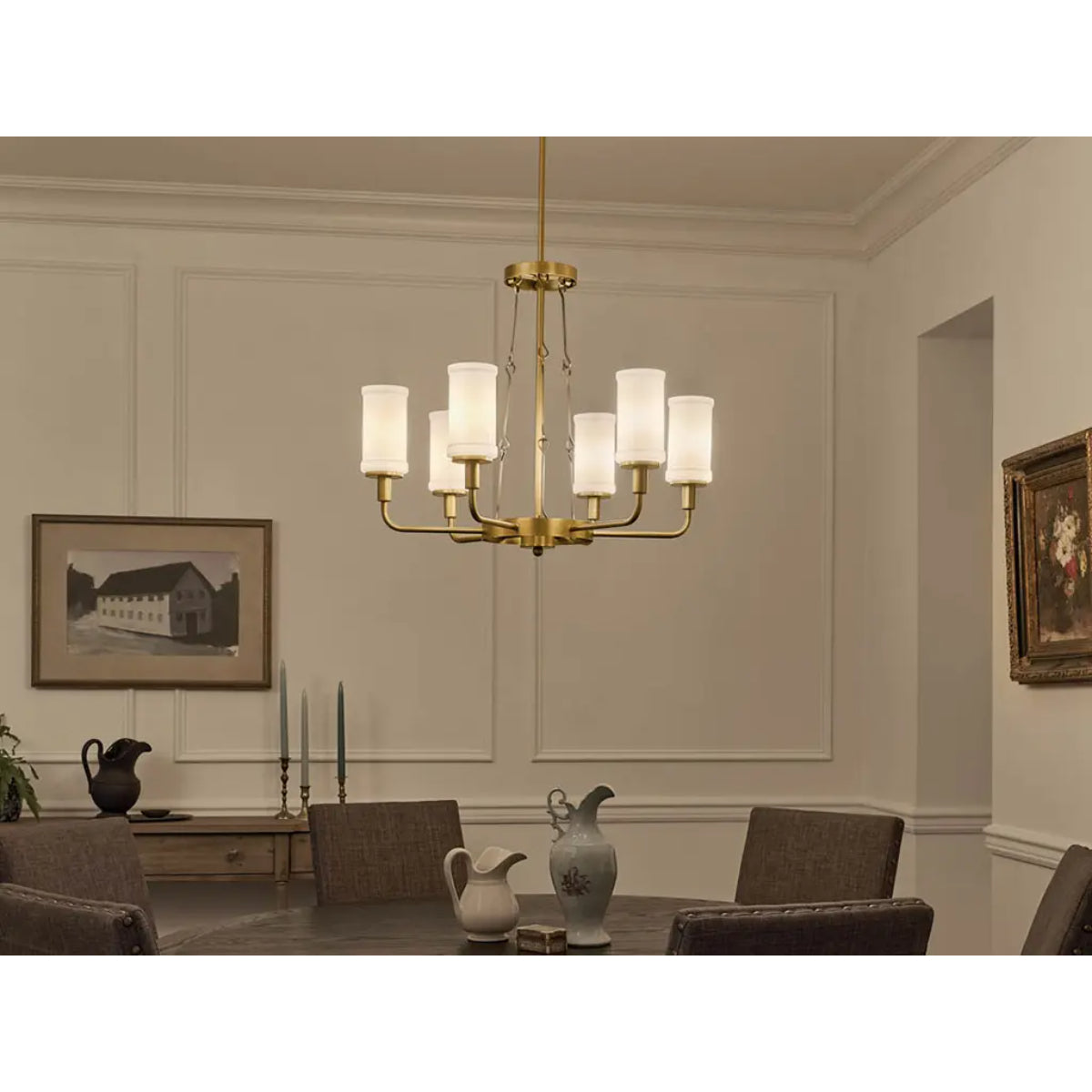 Vetivene 29" 6-Light Chandelier, Natural Brass Finish - Bees Lighting