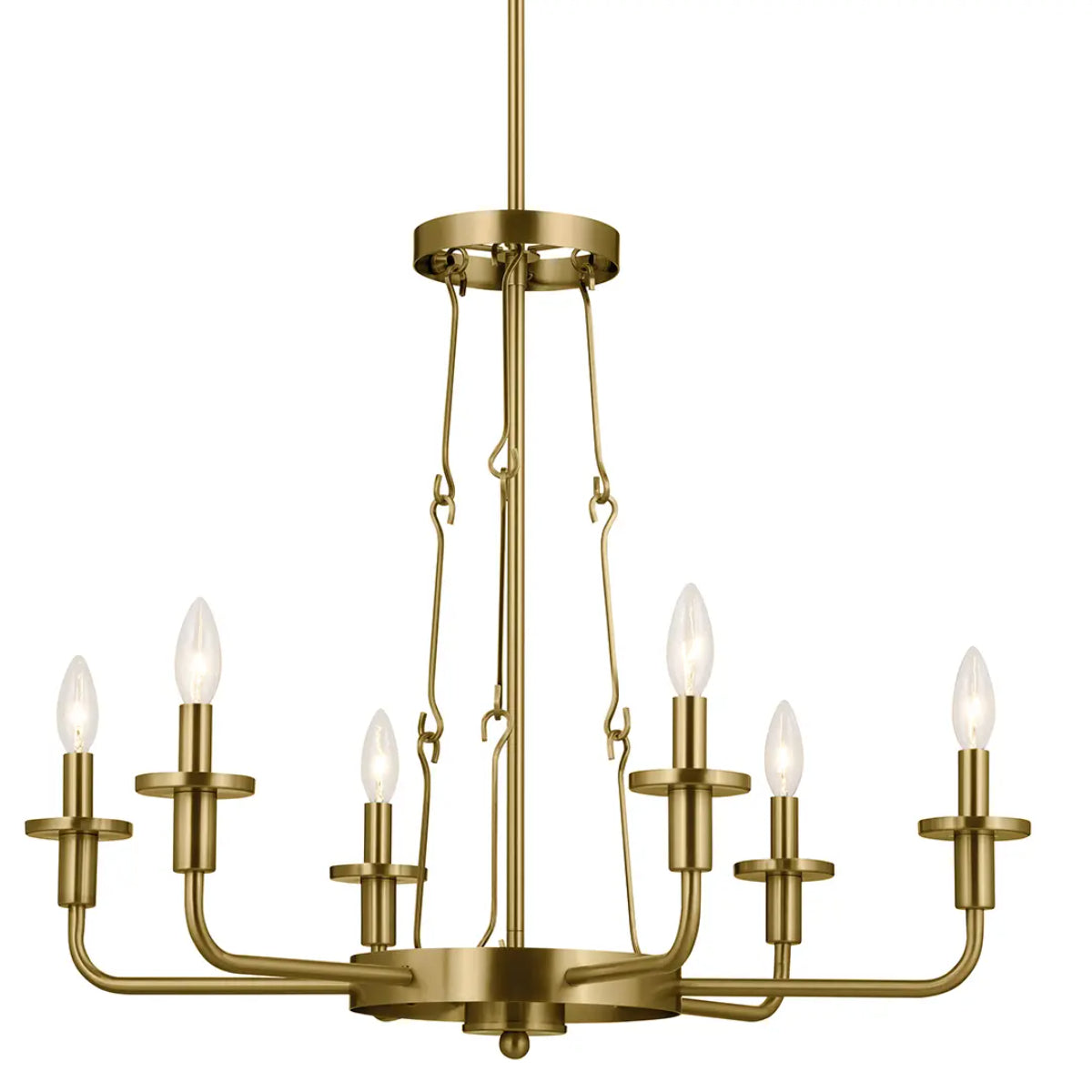 Vetivene 29" 6-Light Chandelier, Natural Brass Finish - Bees Lighting