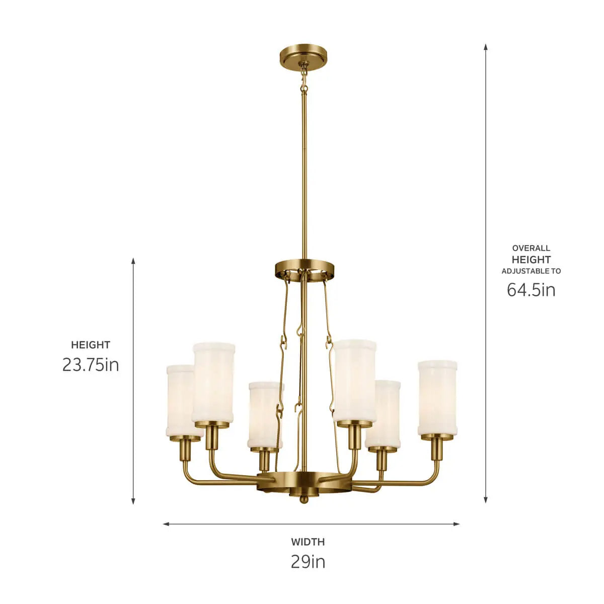 Vetivene 29" 6-Light Chandelier, Natural Brass Finish - Bees Lighting