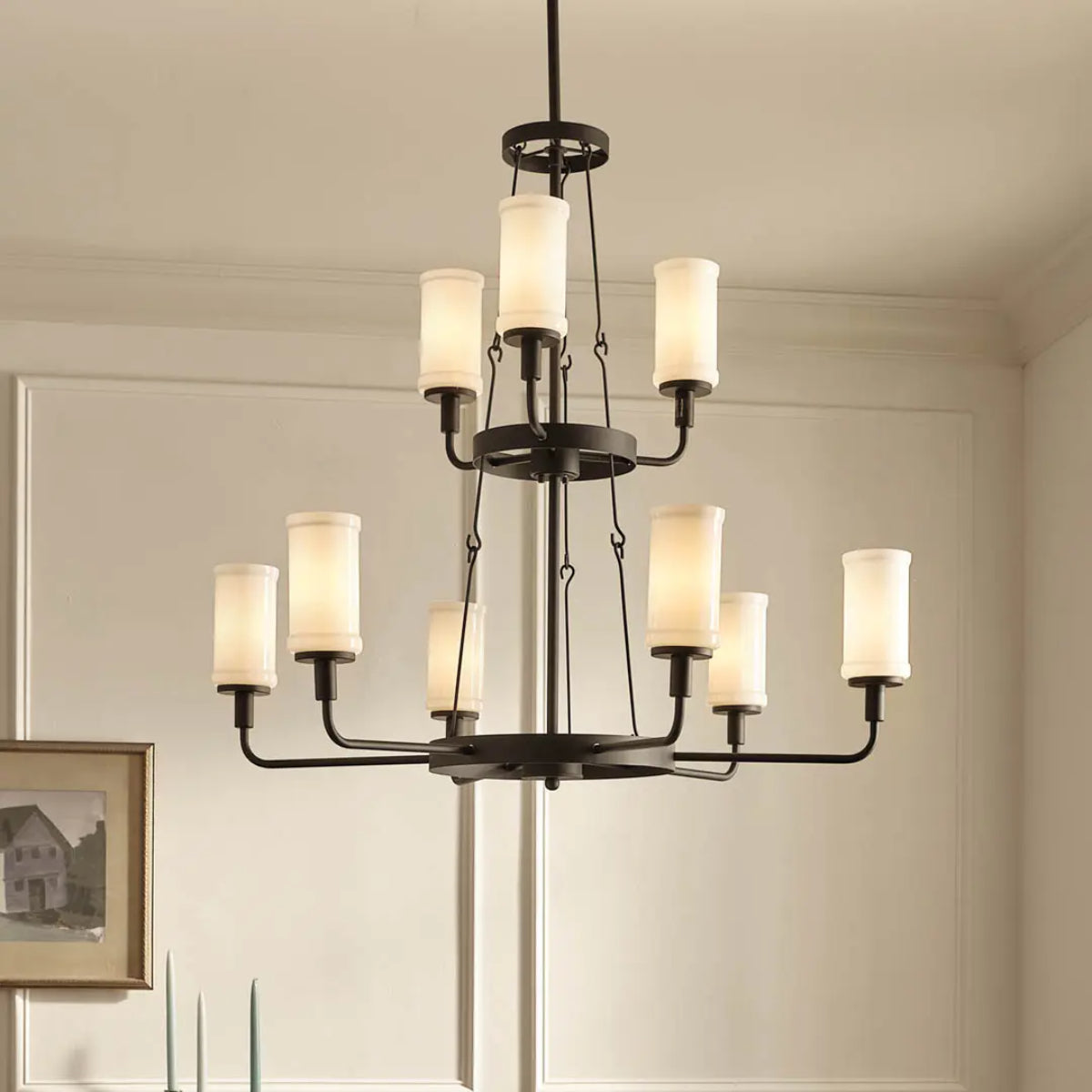 Vetivene 40" 9-Light Chandelier, Textured Black Finish - Bees Lighting