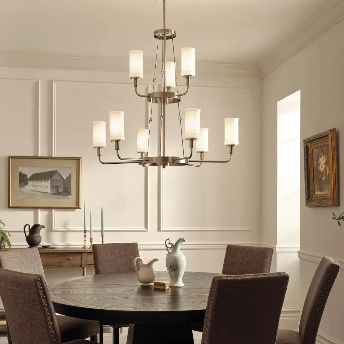 Vetivene 40" 9-Light Chandelier, Classic Pewter Finish - Bees Lighting