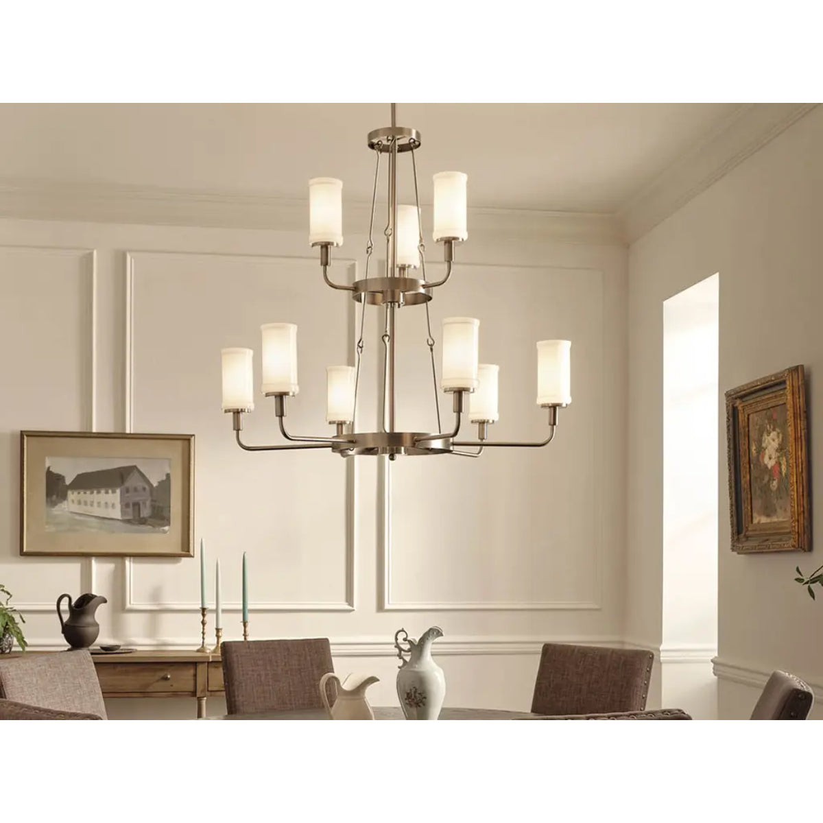 Vetivene 40" 9-Light Chandelier, Classic Pewter Finish - Bees Lighting